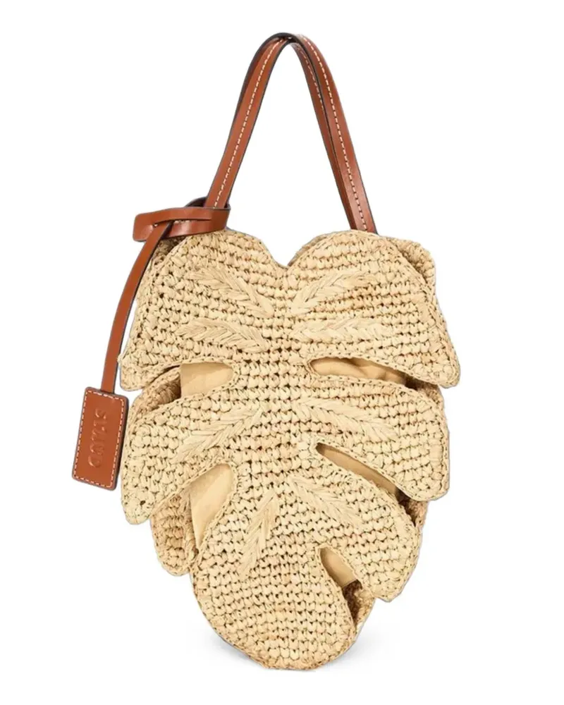 STAUD Tote Bag aus Raffiabast mit Palmenblattform - Nude Nude