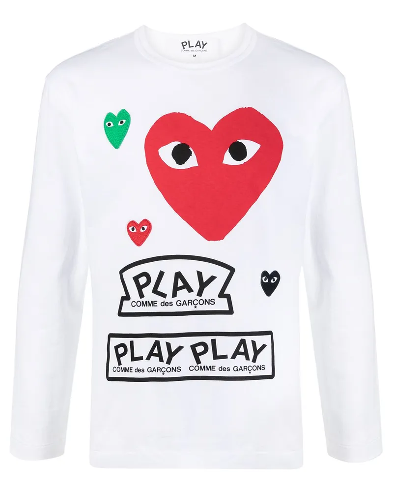 Comme des Garçons Langarmshirt mit Logo-Print Weiß