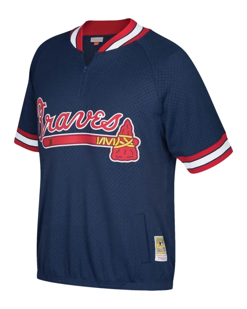 Mitchell & Ness 1991 Atlanta Braves Poloshirt mit Reißverschluss - Blau Blau