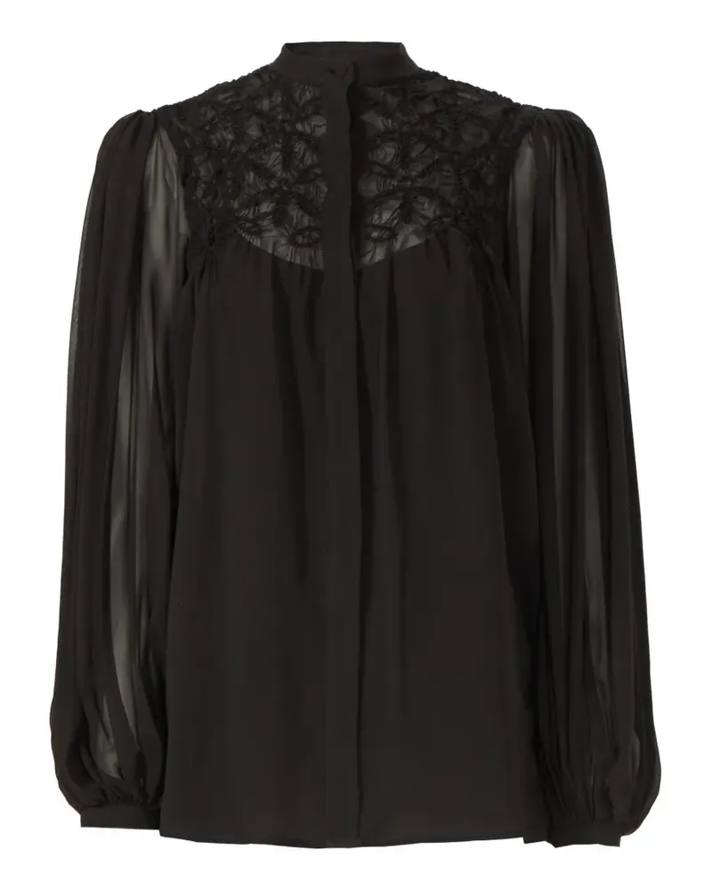 COSTARELLOS Gesmokte Lorcan Bluse - Schwarz Schwarz