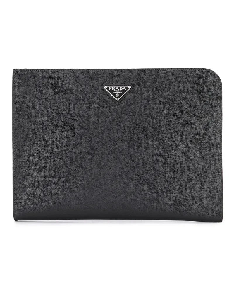 Prada Clutch mit Logo - Schwarz Schwarz