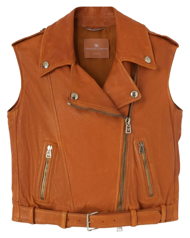 Ermanno Scervino Weste aus Leder - Braun Braun