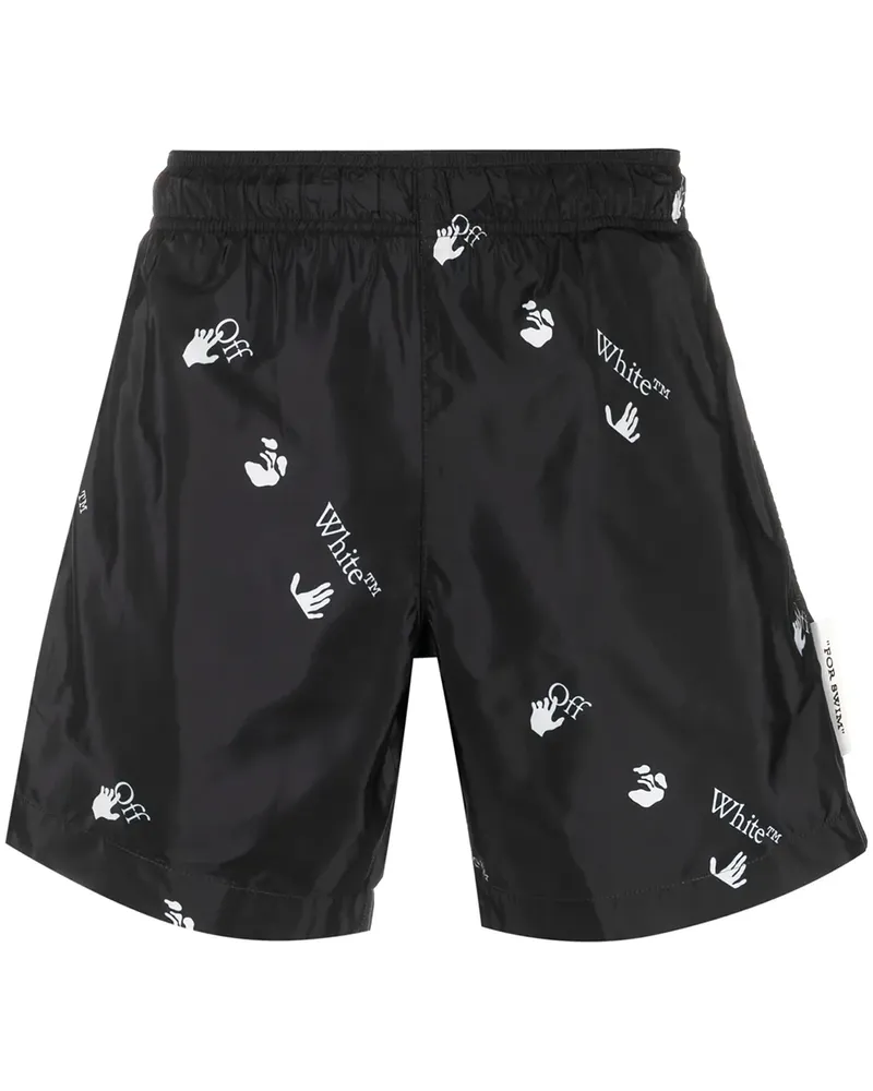 OFF-WHITE Badeshorts mit Logo-Print - Schwarz Schwarz