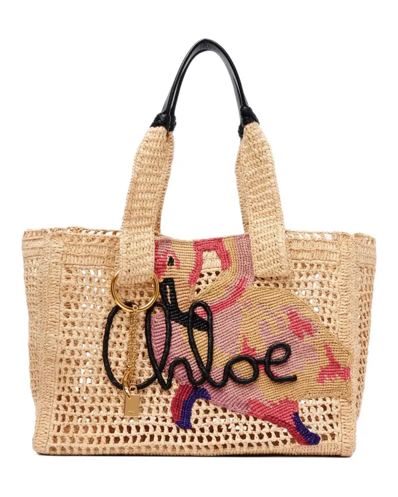 Chloé Summer Banana crochet appliqué tote bag - Nude Nude