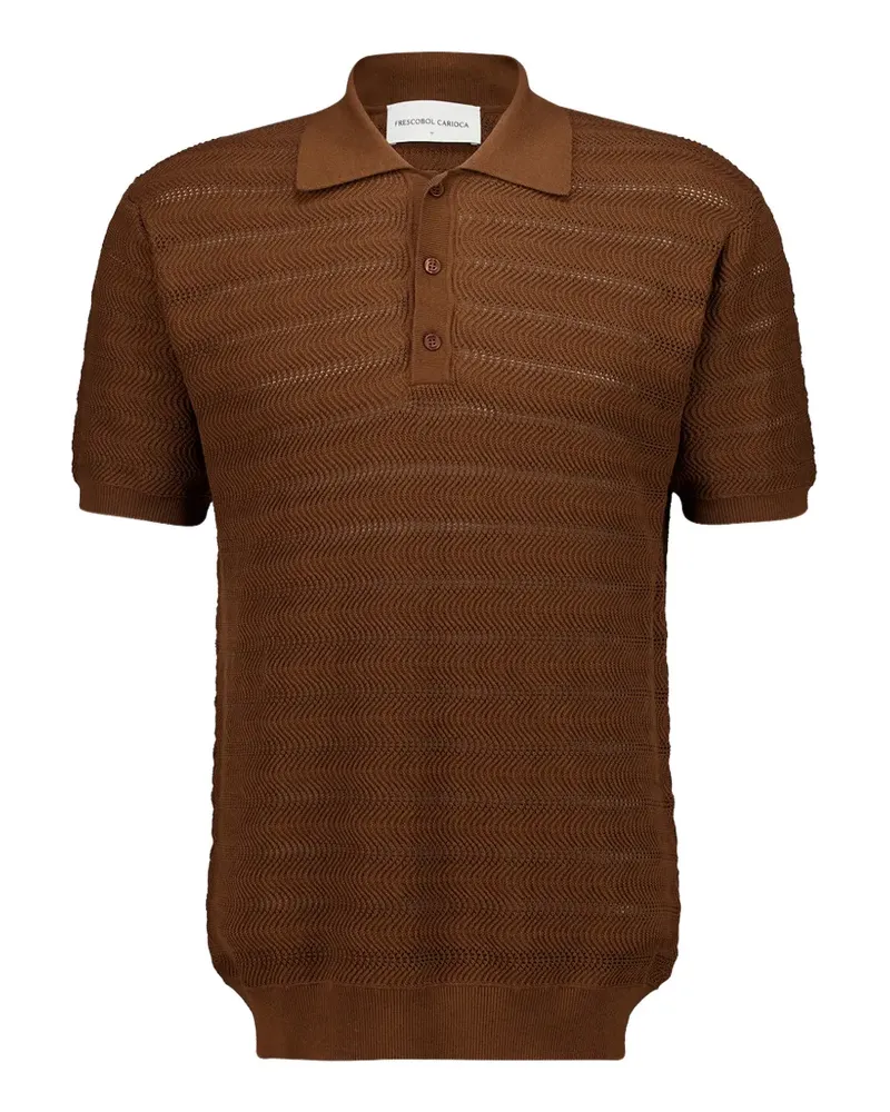 Frescobol Carioca Vidal chevron-knit polo shirt - Braun Braun