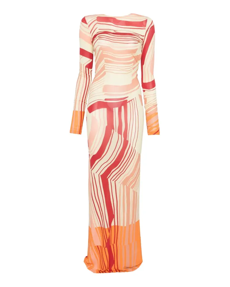 Raquel Diniz abstract-print open-back maxi dress - Nude Nude