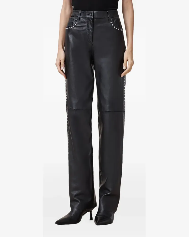 AllSaints Saige Lederhose mit Nieten - Schwarz Schwarz