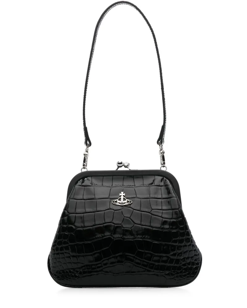 Vivienne Westwood Clutch mit Kroko-Prägung - Schwarz Schwarz