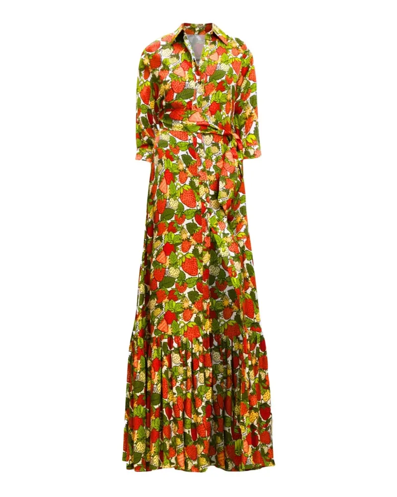 Alessandro Enriquez strawberry-print tiered maxi dress - Rot Rot