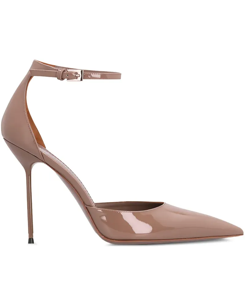 Paris Texas Lidia Pumps aus Lackleder mit Knöchelriemen 105mm - Nude Nude