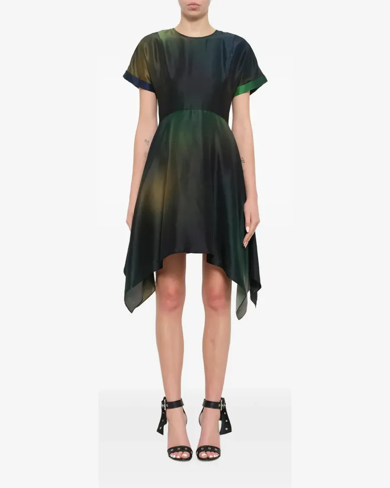 Kenzo Ausgestelltes Seidenkleid - Grün Grün