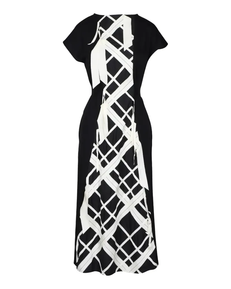 Lanvin Midikleid mit Gitter-Print - Schwarz Schwarz