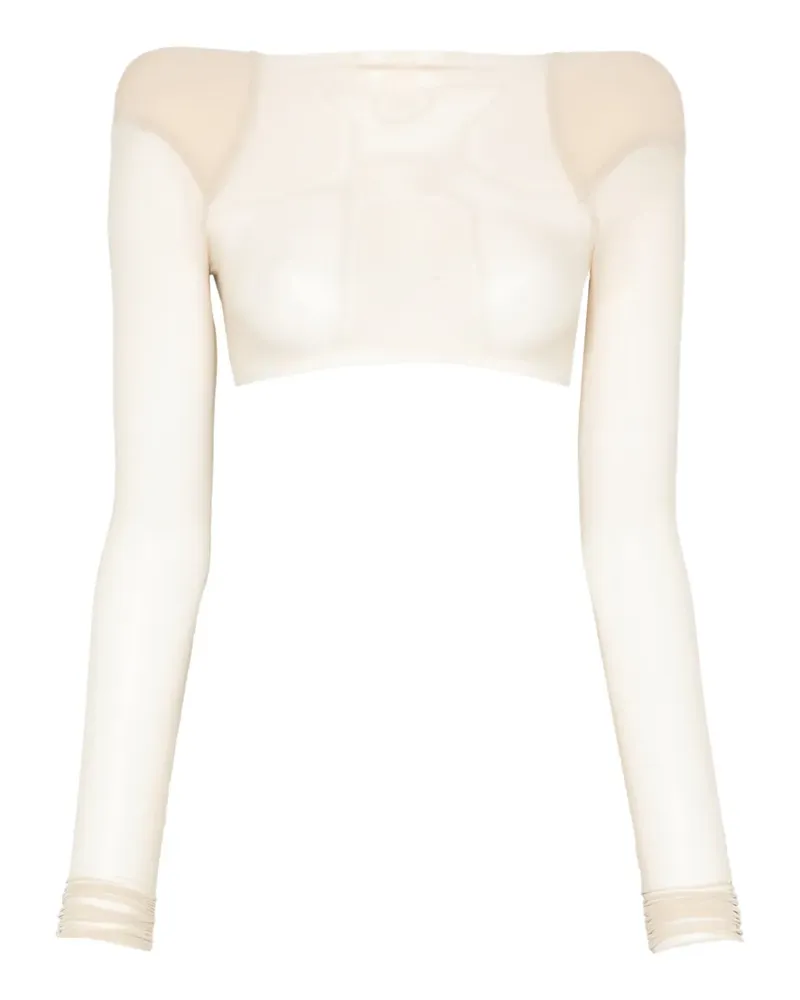 Rick Owens sheer structured-shoulder T-shirt - Nude Nude