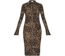 leopard-print wool dress