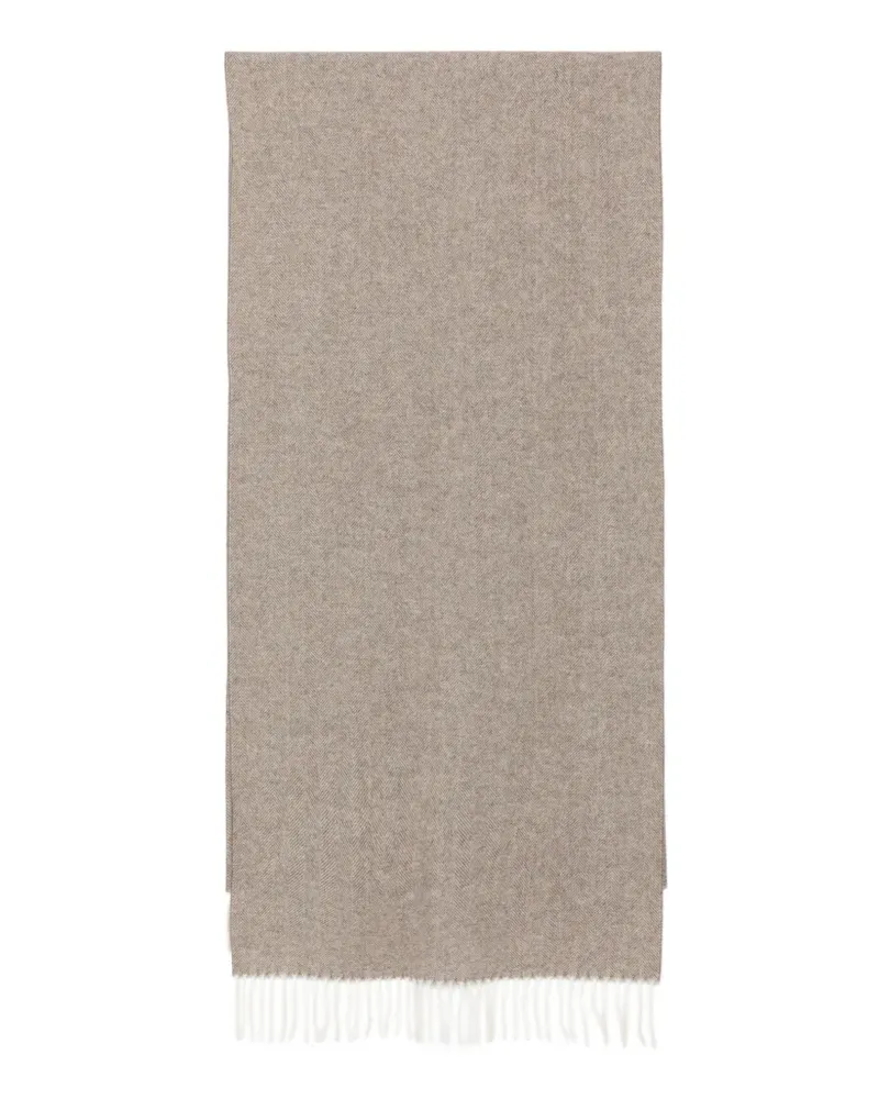La Fileria herringbone-pattern fringed scarf - Nude Nude