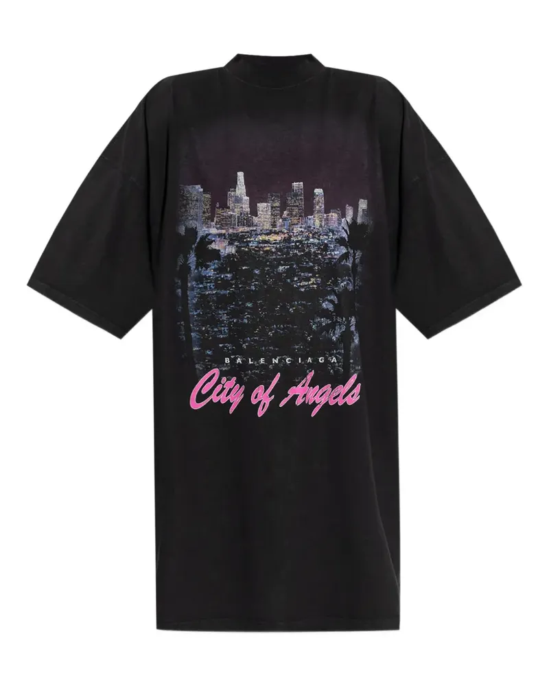 Balenciaga Minikleid mit City-Print - Schwarz Schwarz