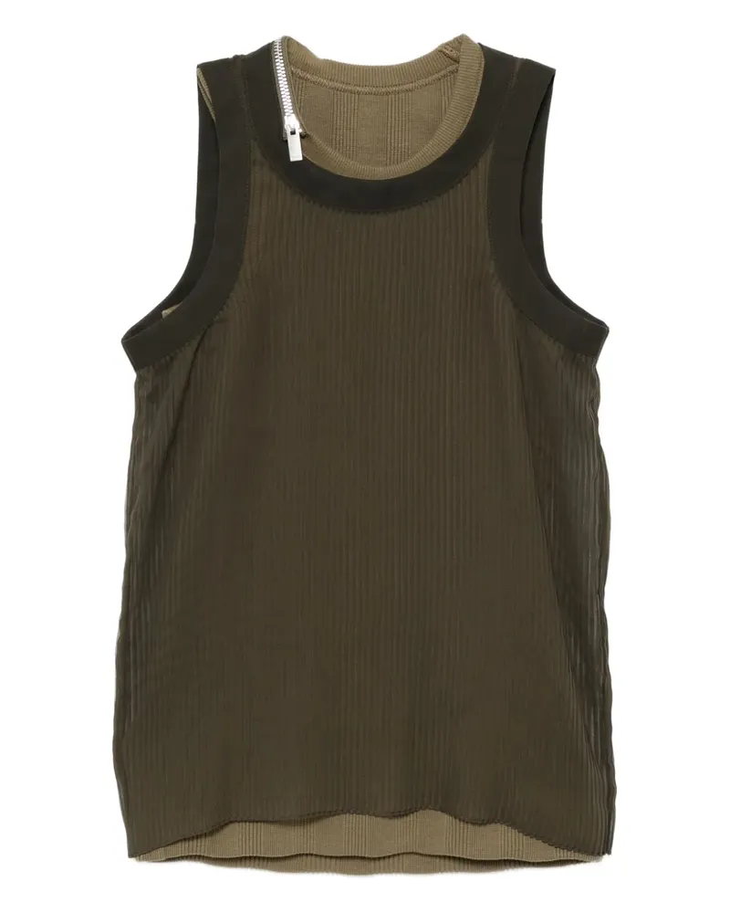 Sacai Trägershirt mit Falten - Grün Grün