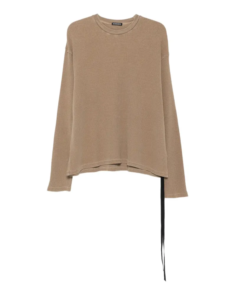 Ann Demeulemeester Waffelstrick-Pullover mit grafischem Print - Nude Nude