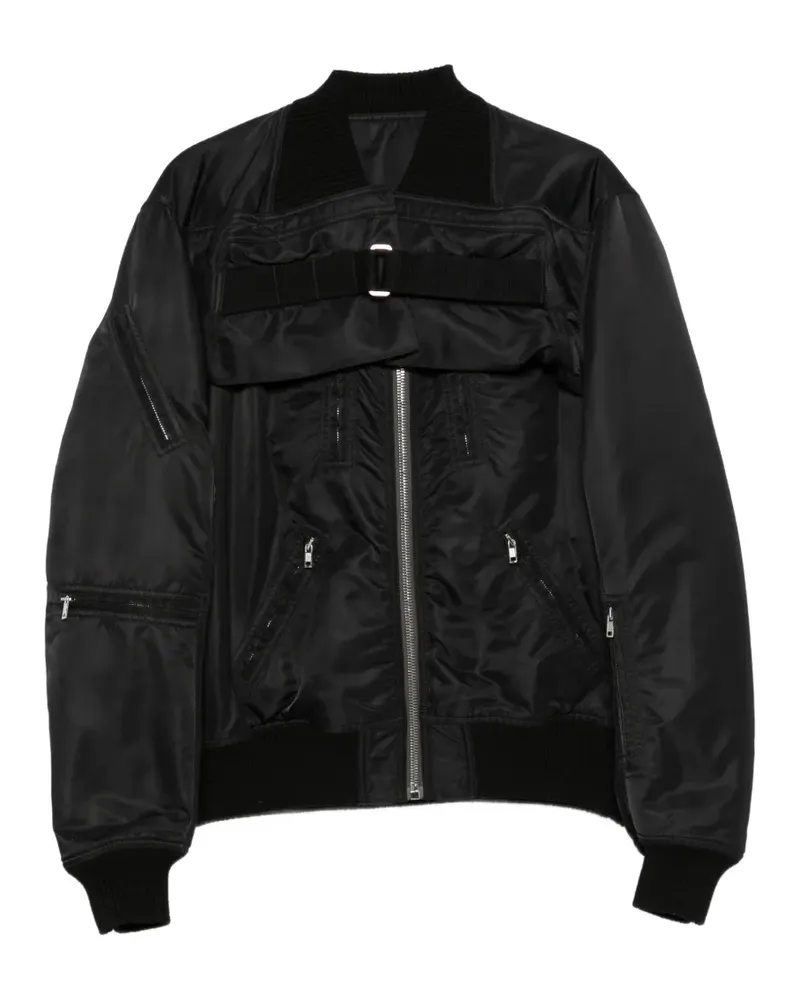 Rick Owens 2 Piece Flight Jacke mit Einsätzen und Schnallenriemen - Schwarz Schwarz