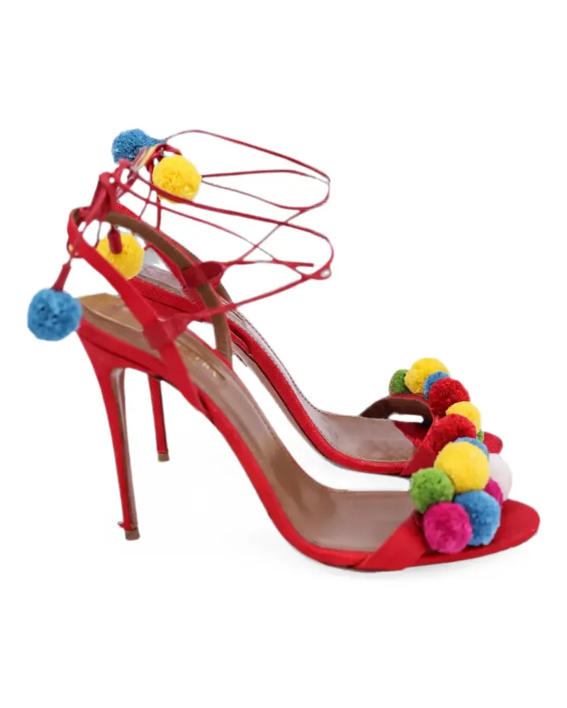 Aquazzura Sandalen mit Pompons - Rot Rot