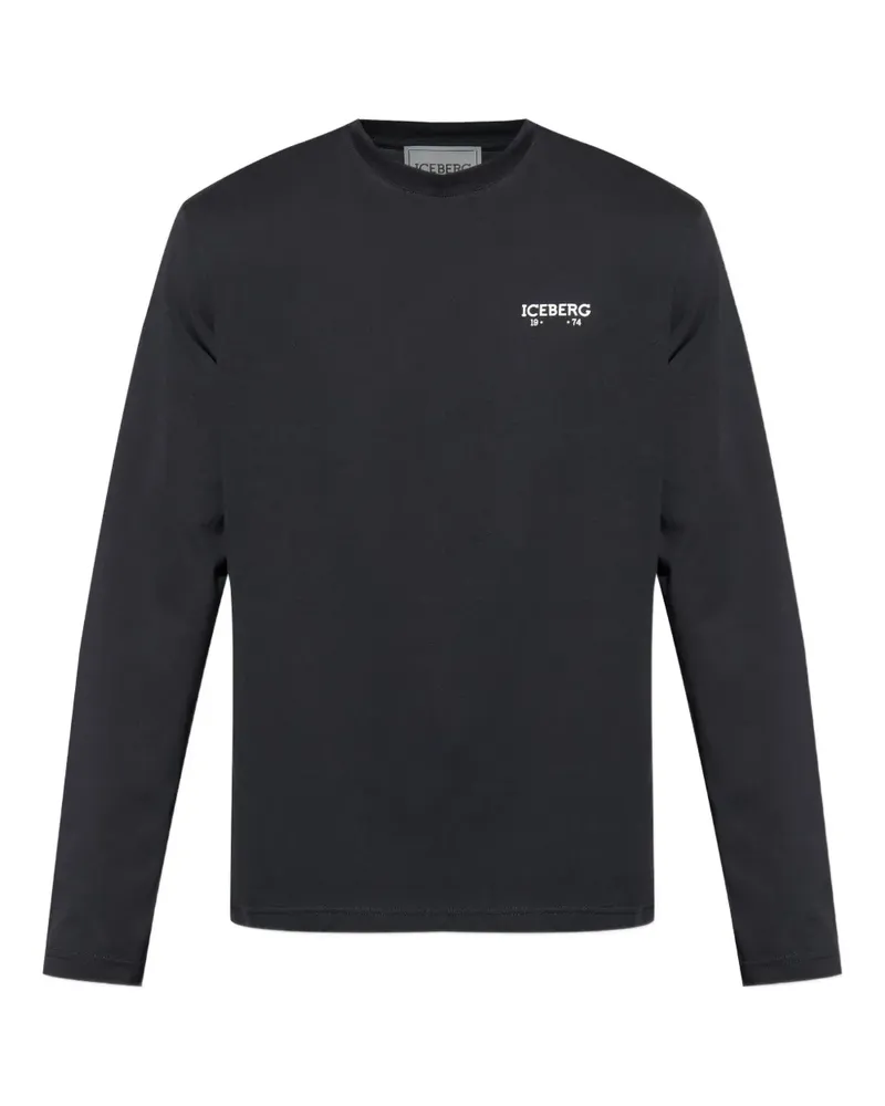 Iceberg Langarmshirt mit Logo-Print - Schwarz Schwarz