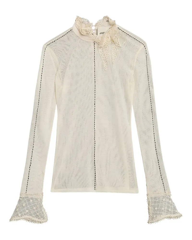 Isabel Marant Sarah Mesh-Oberteil mit Spitzenbesatz - Nude Nude