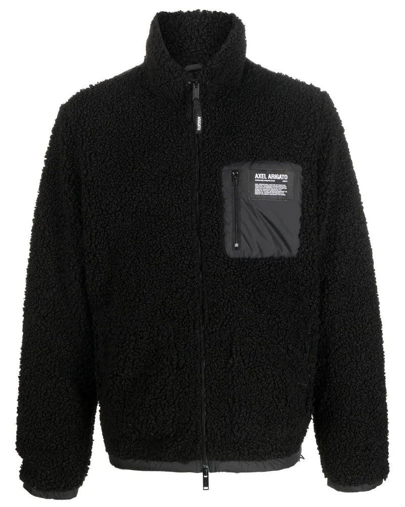 Axel Arigato Fleecejacke mit Logo-Patch Schwarz