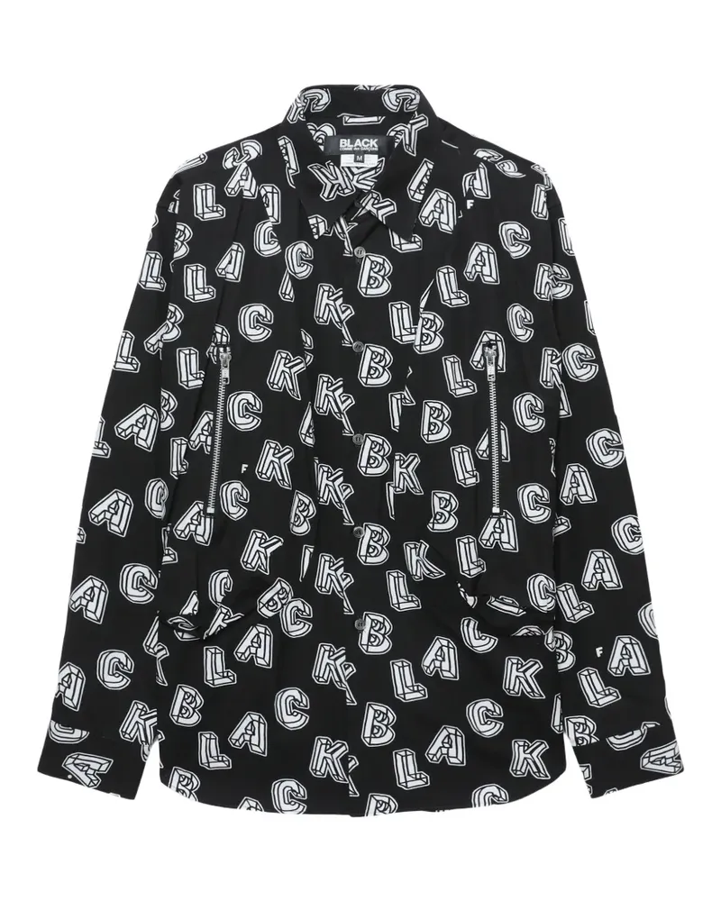Comme des Garçons alphabet-print zip-detail shirt - Schwarz Schwarz