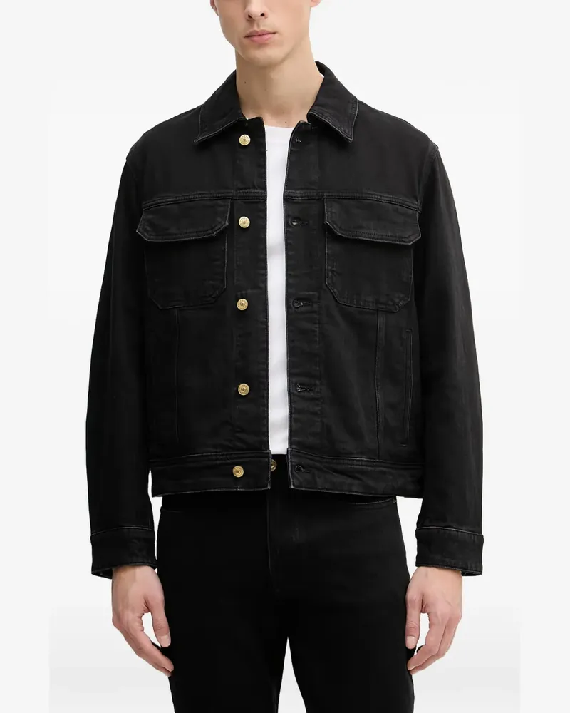 Armani Exchange logo-patch denim jacket - Schwarz Schwarz