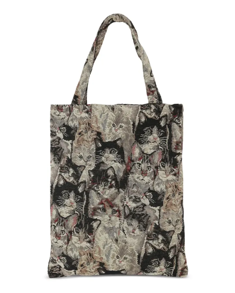 BLESS Tote Bag mit Katzenmotiv - Schwarz Schwarz