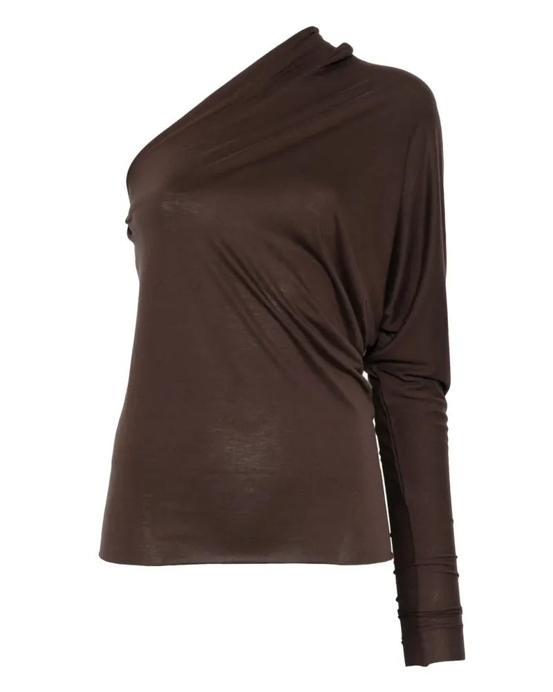 Rick Owens Lilies Asymmetrisches Langarmshirt - Braun Braun
