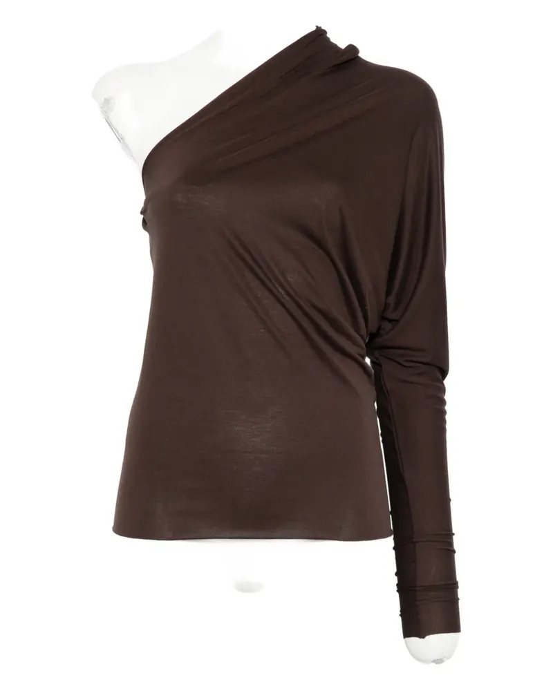 Rick Owens Lilies Asymmetrisches Langarmshirt - Braun Braun