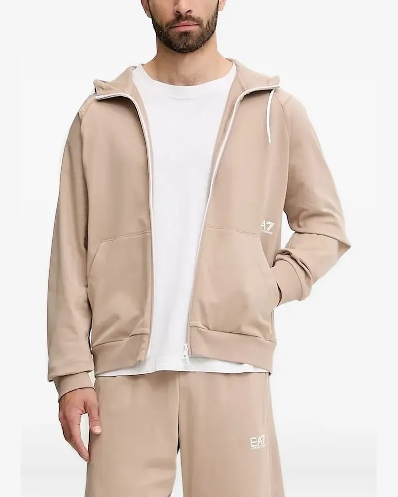 EA7 Kapuzenjacke mit Logo-Print - Nude Nude