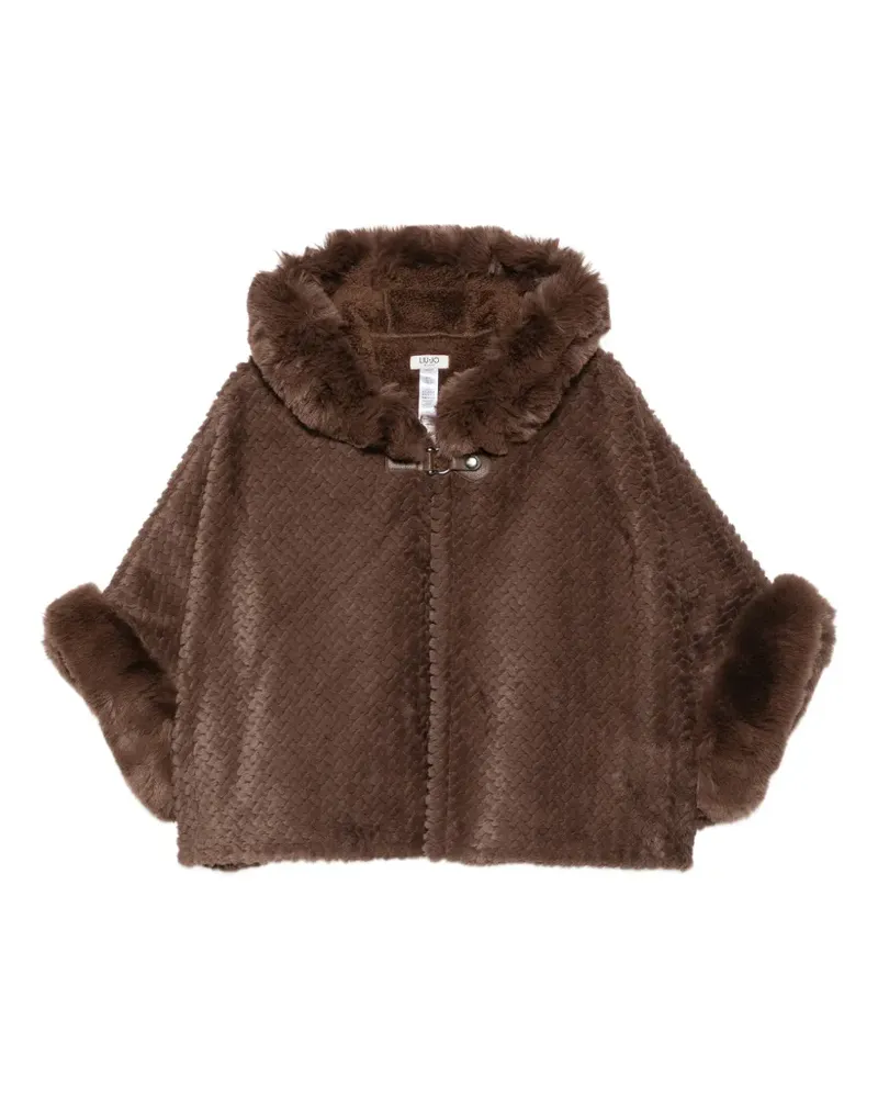 Liu Jo faux-fur hooded cape - Braun Braun