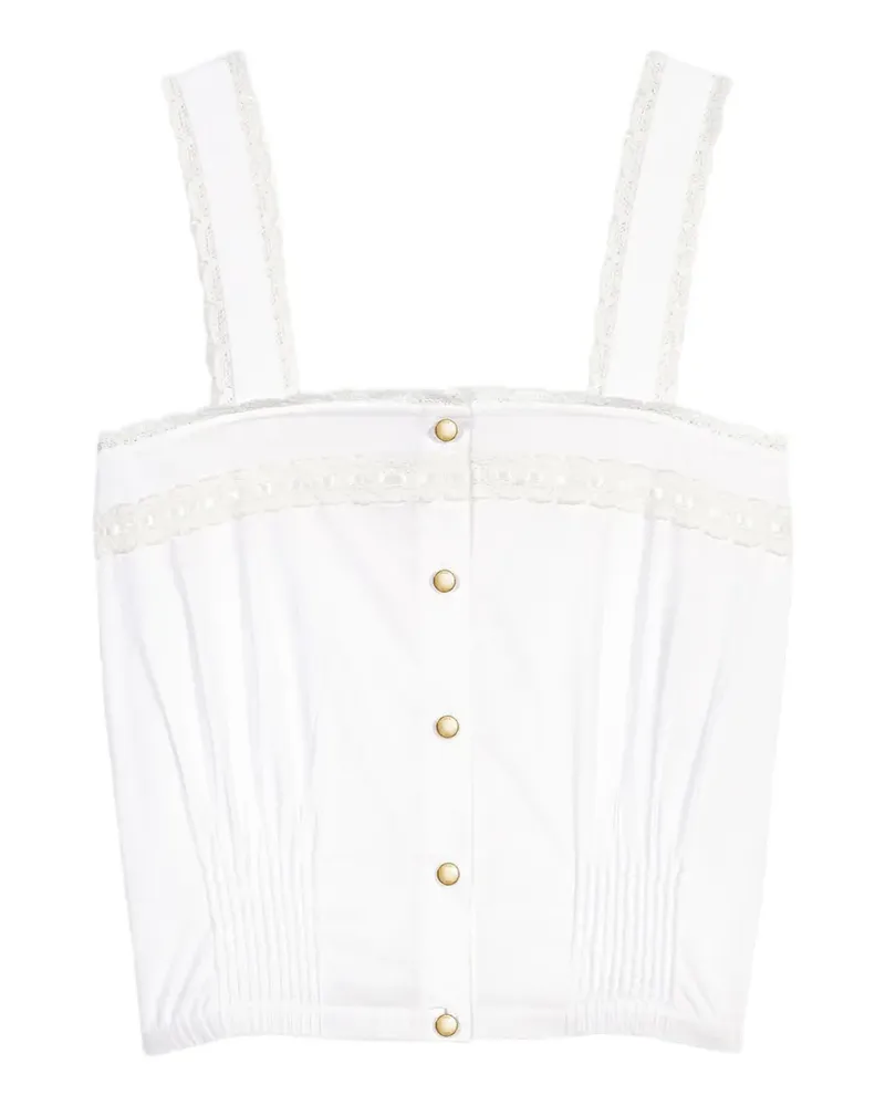Maje lace-trim pleated top - Weiß Weiß