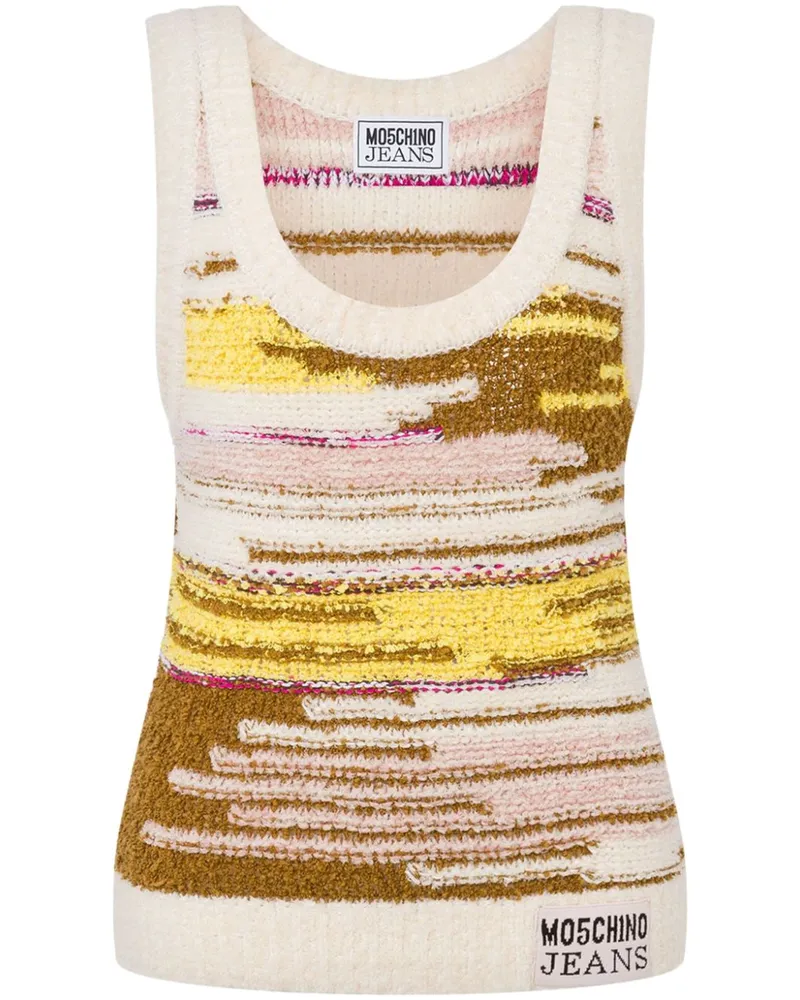 Moschino Strickoberteil mit Logo-Patch - Weiß Weiß