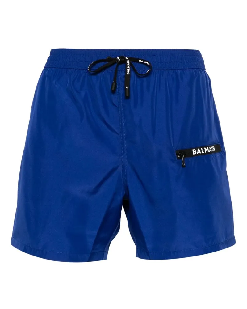 Balmain Badeshorts mit Logo-Print - Blau Blau