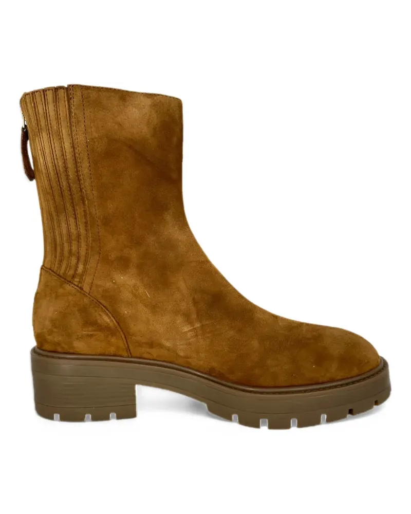 Aquazzura ribbed-panel lug-sole ankle boots - Braun Braun