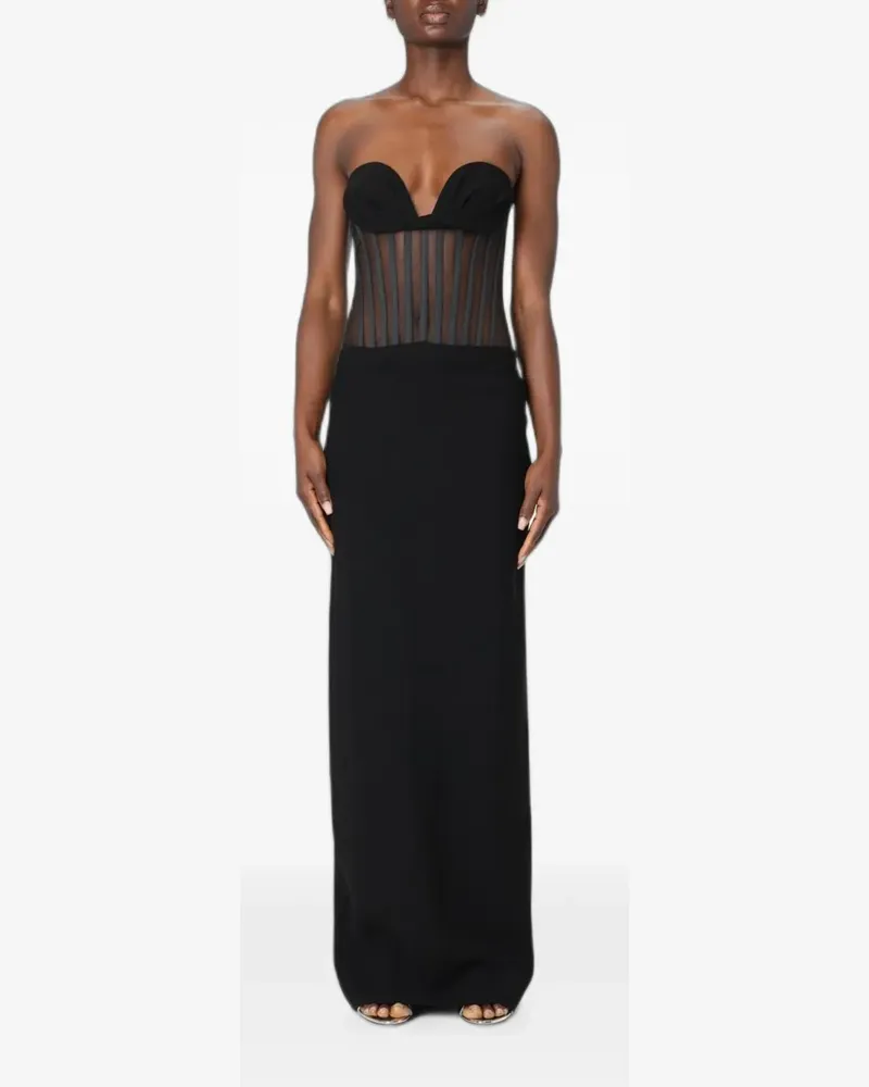 Mônot mesh-panelled strapless maxi dress - Schwarz Schwarz