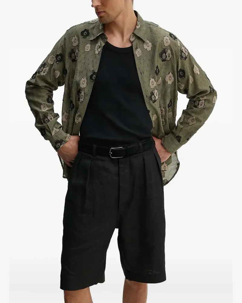 Sunflower Langarmshirt mit floraler Applikation - Grün Grün