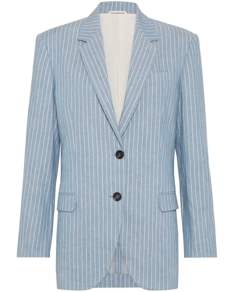 Brunello Cucinelli Twill-Blazer mit Monili-Detail - Blau Blau