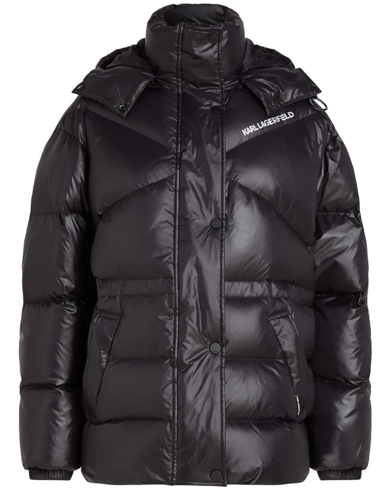 Karl Lagerfeld Gefütterte Jacke mit Glanzoptik - Schwarz Schwarz