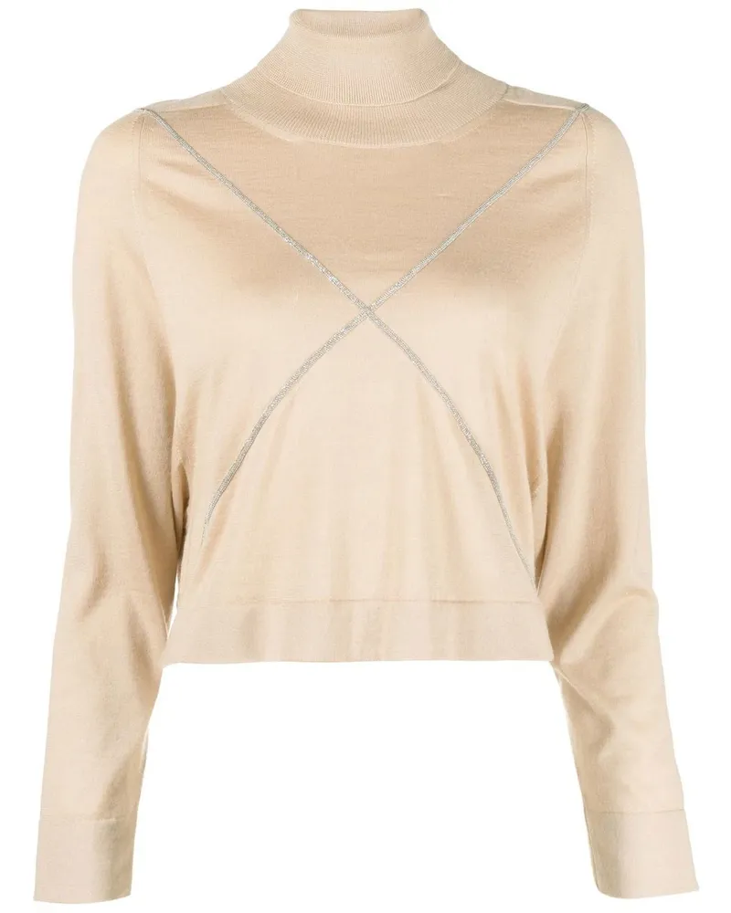 Fabiana Filippi Rollkragenpullover mit Strass Nude