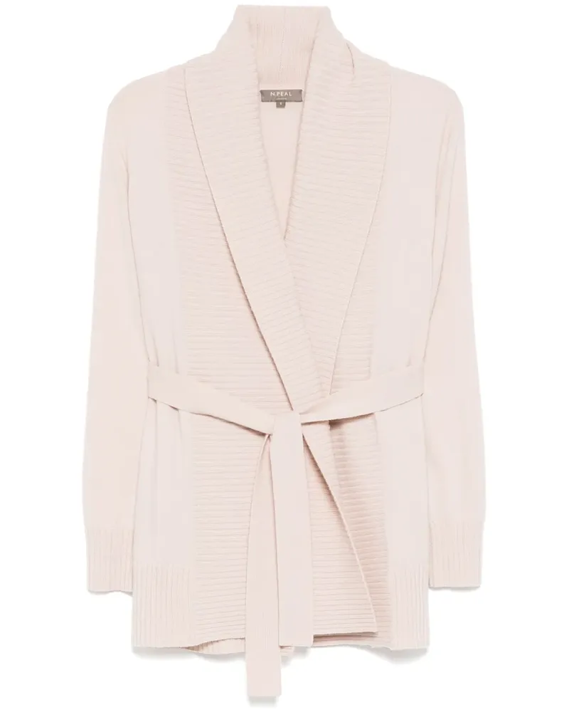 N.Peal Cardigan mit gerippter Blende - Rosa Rosa