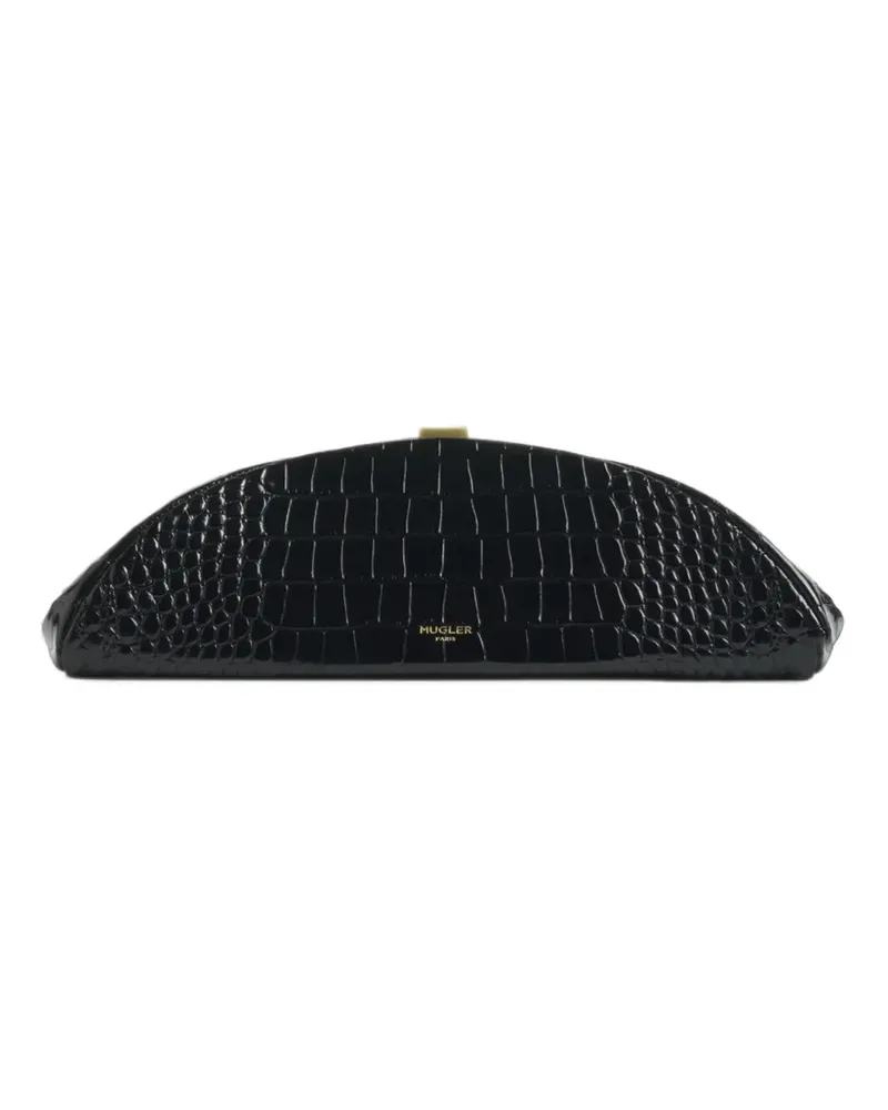 Thierry Mugler Schwarze Lua Clutch in Kroko-Optik Schwarz