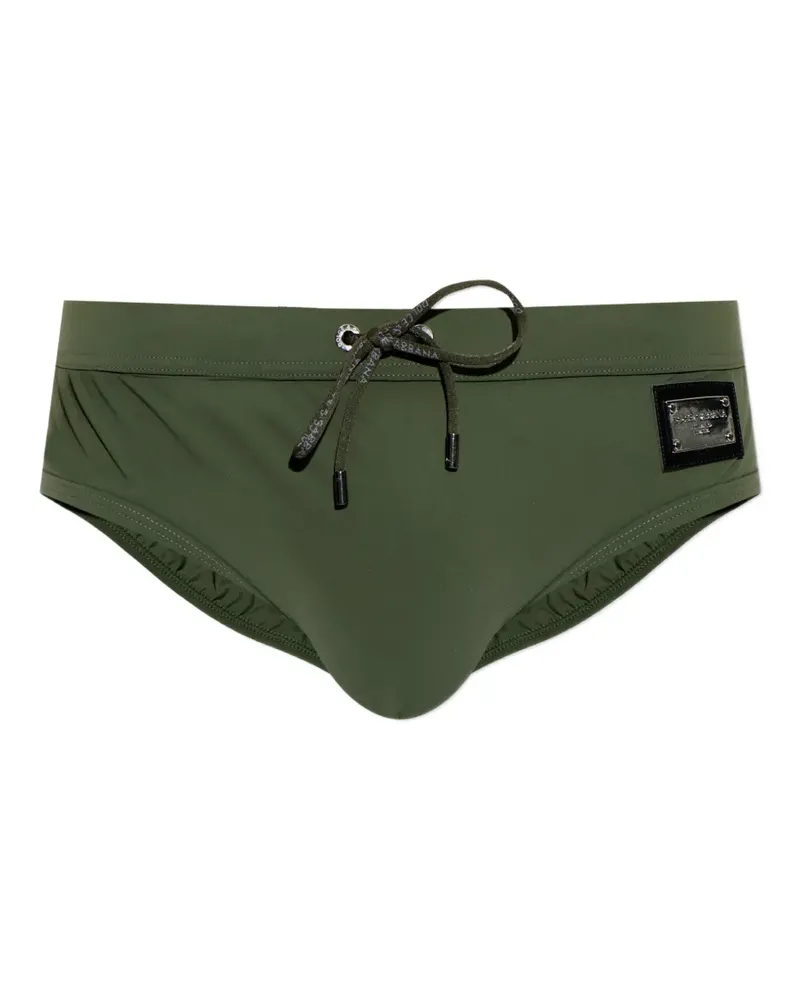 Dolce & Gabbana drawstring logo-plaque swim trunks - Grün Grün