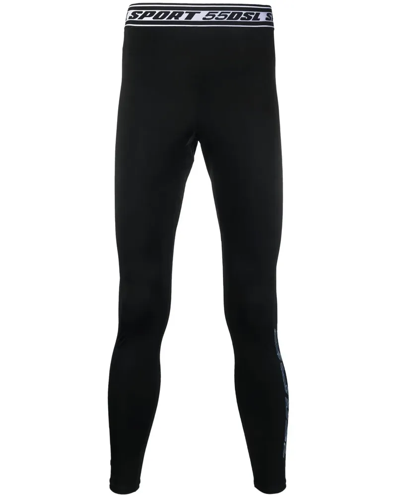 Diesel Leggings mit Logo-Bund - Schwarz Schwarz
