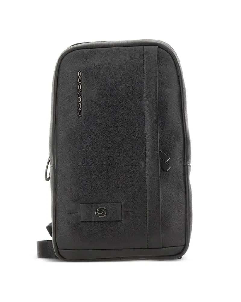 Piquadro Wandelbare Sling Bag aus gekörntem Leder - Schwarz Schwarz