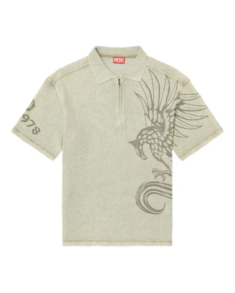 Diesel Jacquard-Poloshirt mit Viertelreißverschluss - Nude Nude