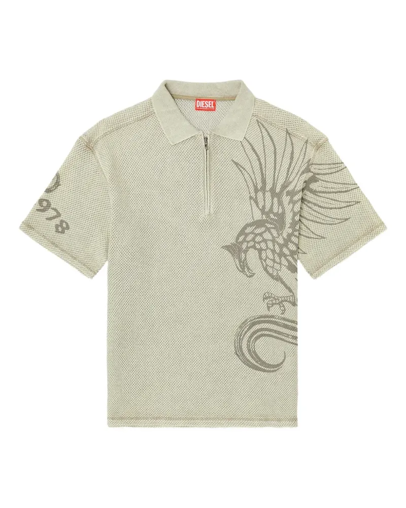 Diesel Jacquard-Poloshirt mit Viertelreißverschluss - Nude Nude